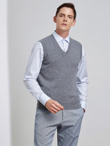 100% Cashmere Man's V Neck Vest