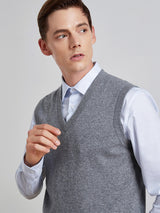 100% Cashmere Man's V Neck Vest