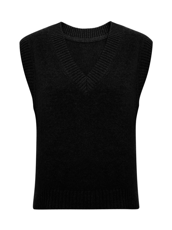 100% Cashmere Chunky Knitted V Neck Vest